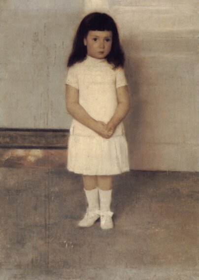 Fernand Khnopff A Portrait Of A Standing Girl In White A4 Photo Print