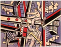 Fernand Leger manufacturers on a blue background 1950 Art A4 Photo Print