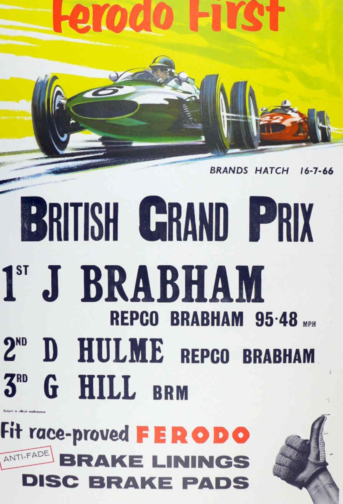 Ferodo Brabham Gp1966 Vintage Retro Advert Poster A4 Photo Print