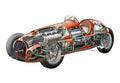 Ferrari 125 F1 1948 cutaway A4 Photo Print
