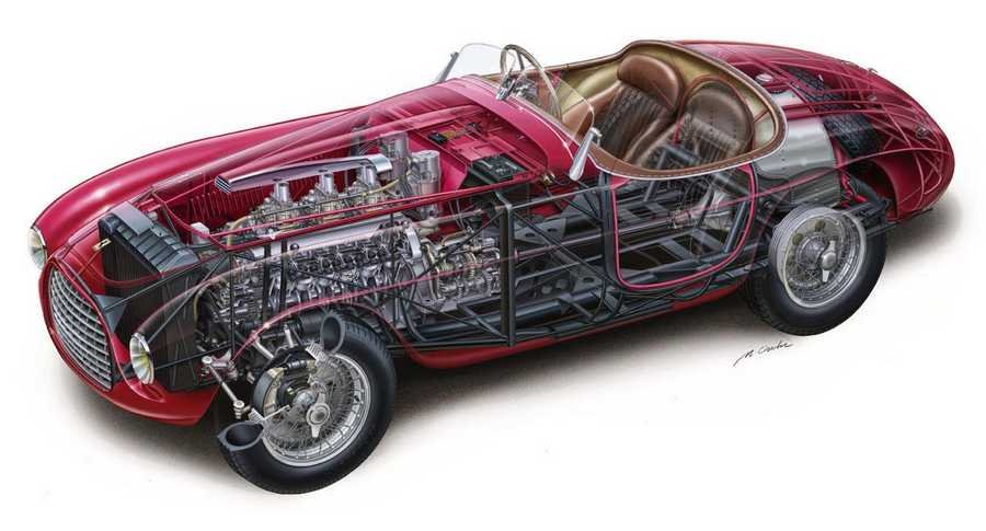 Ferrari 166s cutaway A4 Photo Print