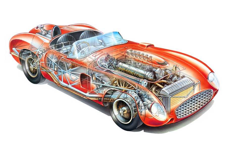 Ferrari 290 MM Spyder 1956 cutaway A4 Photo Print