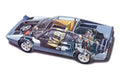 Ferrari 308 GTB Steel 1977 cutaway A4 Photo Print
