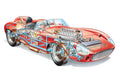 Ferrari 315 S Spyder 1957 cutaway A4 Photo Print