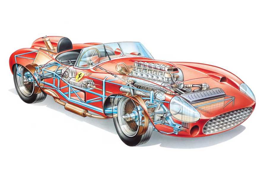 Ferrari 315 S Spyder 1957 cutaway A4 Photo Print