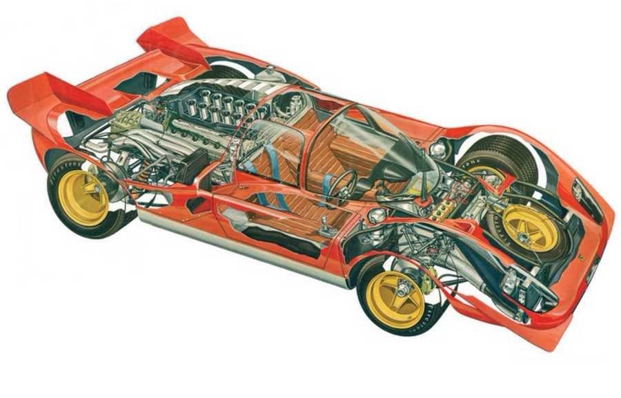 Ferrari 512 cutaway A4 Photo Print