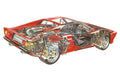 Ferrari GTO 1984 cutaway A4 Photo Print