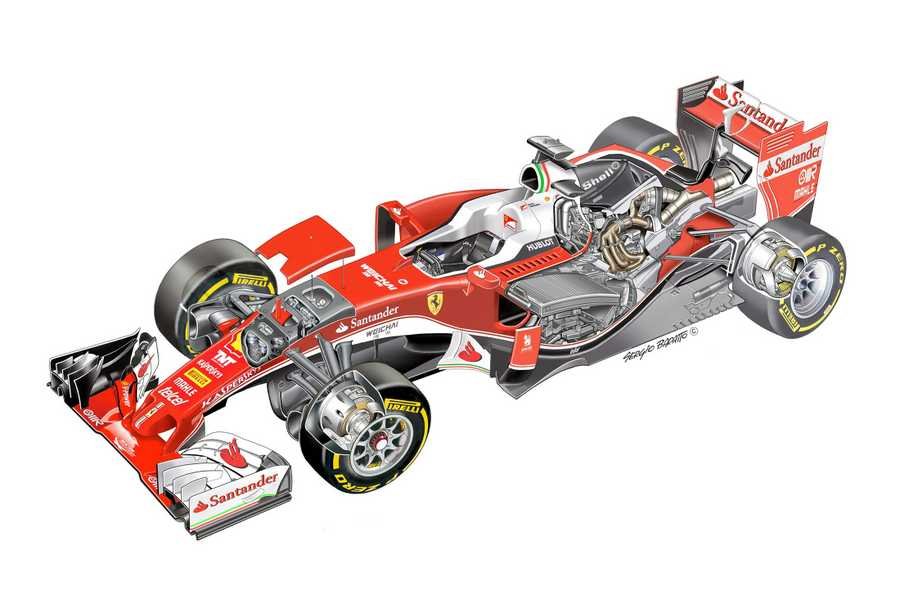 Ferrari SF16H 2016 cutaway A4 Photo Print