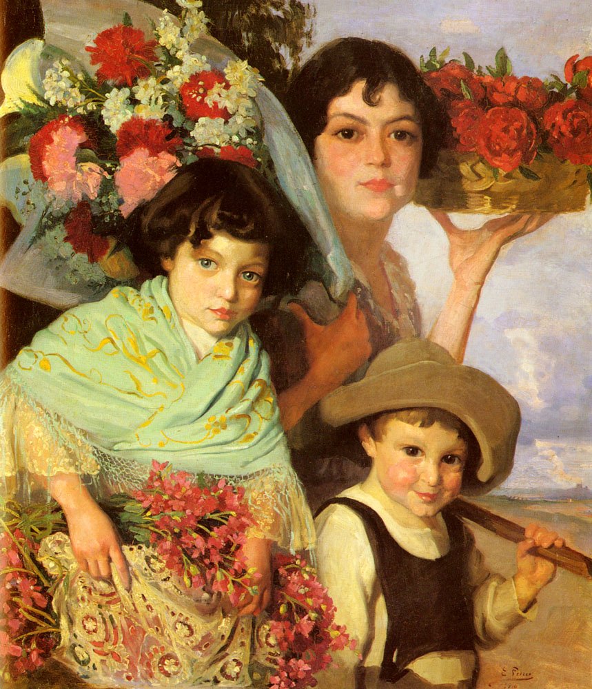 Ferrer Comas Edouard Flower Gatherers Art A4 Photo Print