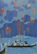 Fetes Galantes Fireworks In Venice George Barbier A4 Photo Print