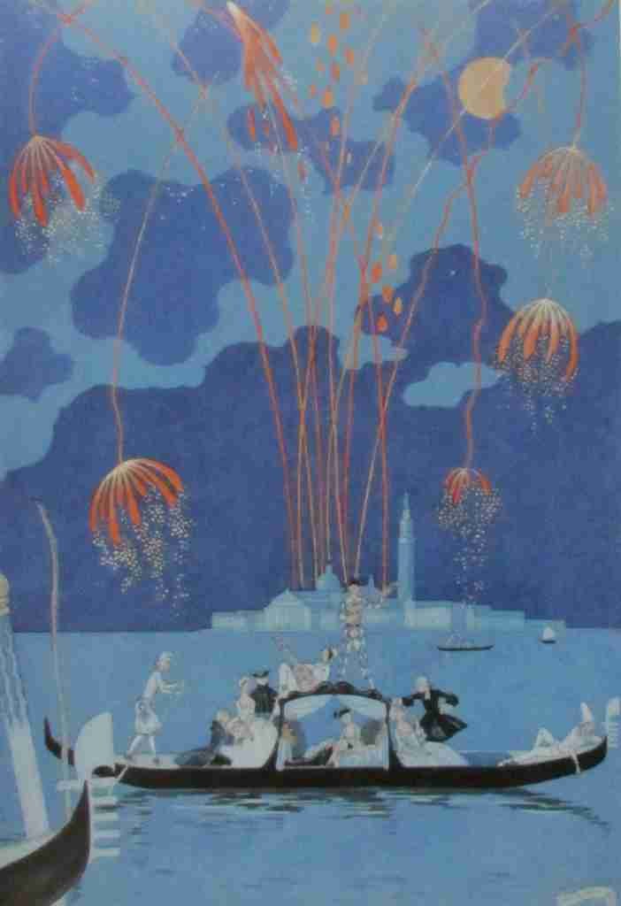 Fetes Galantes Fireworks In Venice George Barbier A4 Photo Print