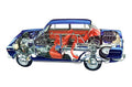 Fiat 125 1968 1536x1004 cutaway A4 Photo Print