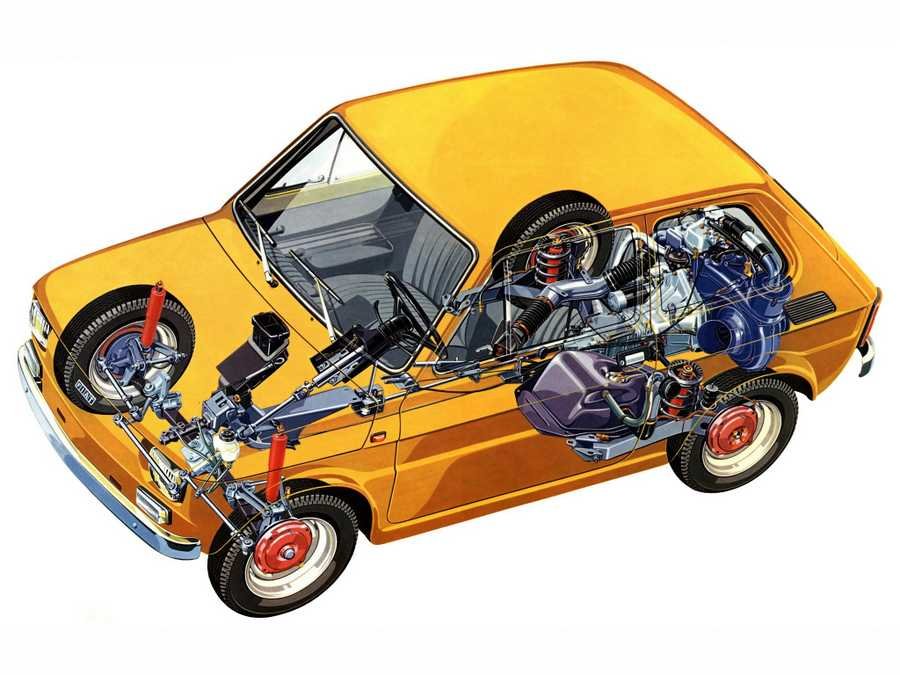 Fiat 126 1972 cutaway A4 Photo Print