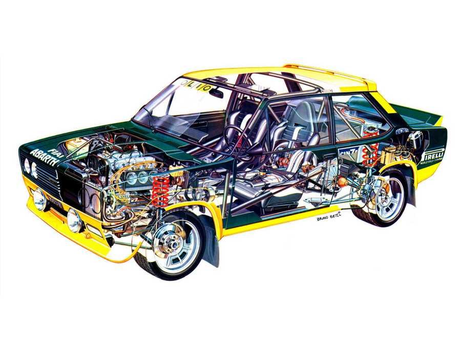 Fiat 131 cutaway A4 Photo Print