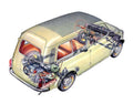 Fiat 500 Giardiniera 1960 cutaway A4 Photo Print