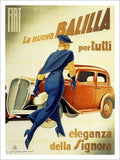 Fiat Cars Marcello Dudovich Poster Italy 1930s Vintage Retro Advert Poster A4 P