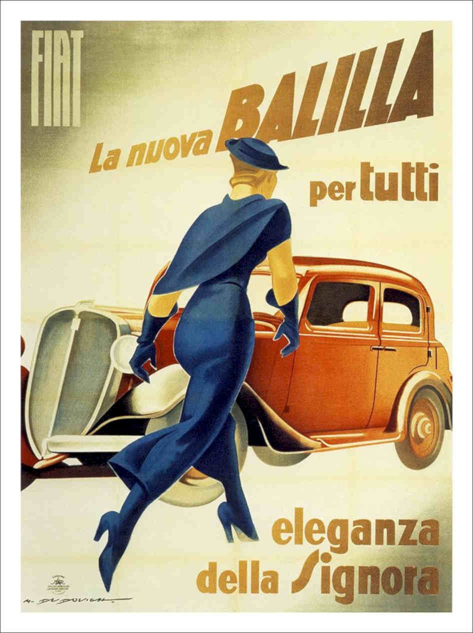 Fiat Cars Marcello Dudovich Poster Italy 1930s Vintage Retro Advert Poster A4 P