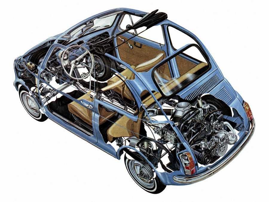 Fiat Nuova 500F cutaway A4 Photo Print