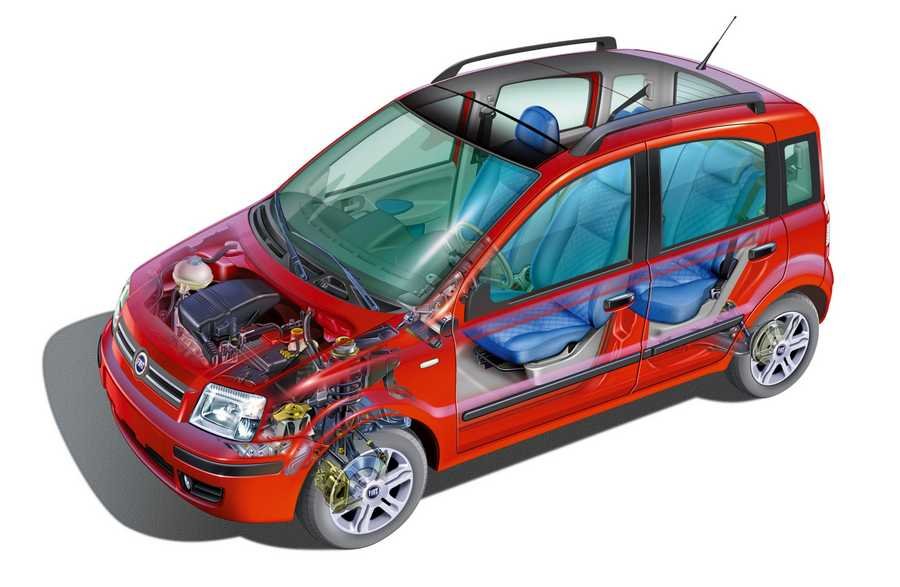 Fiat Panda 2003 cutaway A4 Photo Print