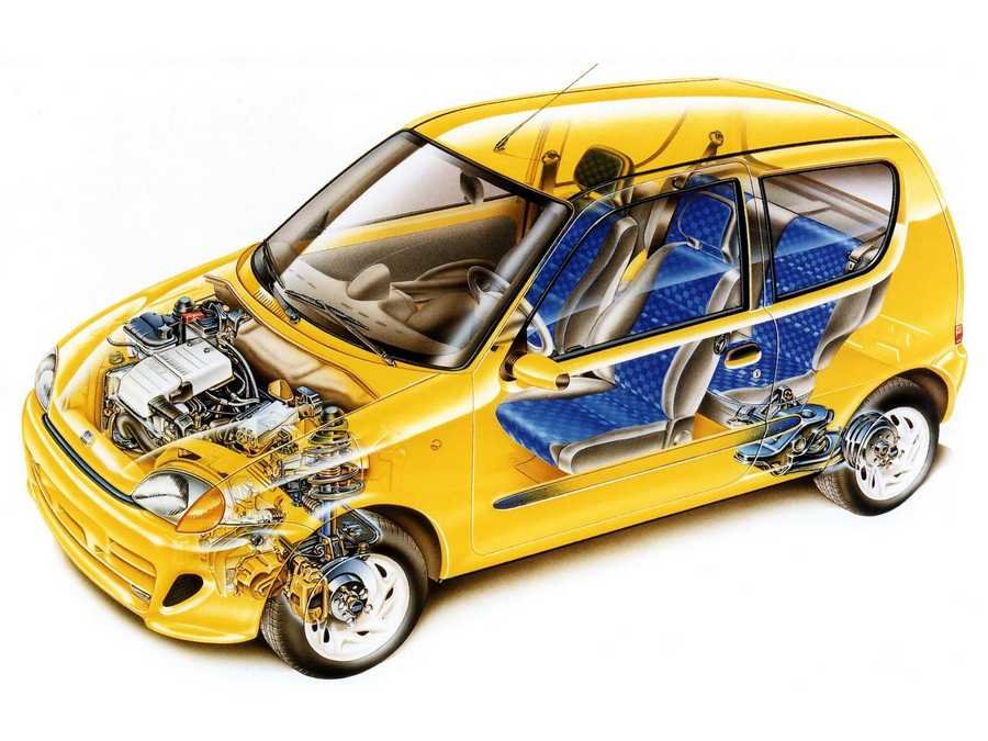 Fiat Seicento Sporting cutaway A4 Photo Print