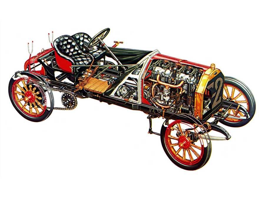 Fiat Typ 130 hp Grand Prix Corsa cutaway A4 Photo Print