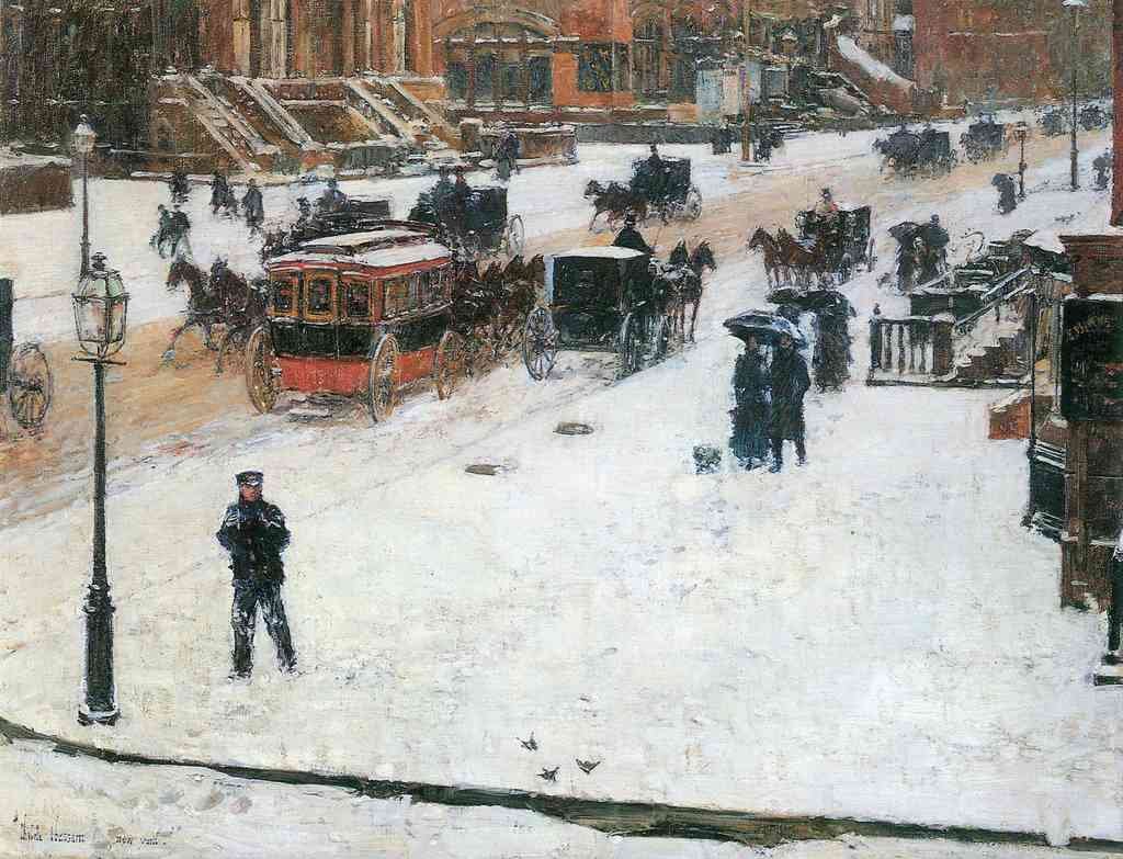 Fifth Avenue In Winter Hassam Impressionism American A4 Photo Print