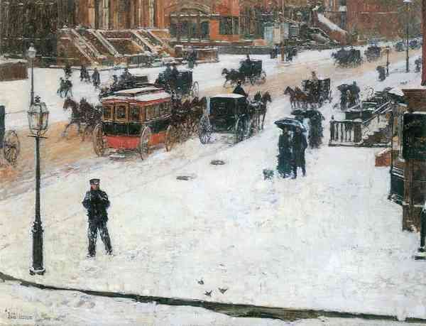 Fifth Avenue in Winter by Hassam Impressionism American A4 Photo Print