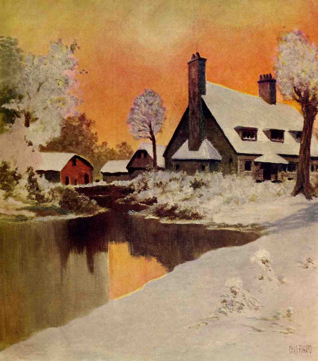 Figaro Charles American Homes and Gardens 1908 Snow scene A4 Photo Print