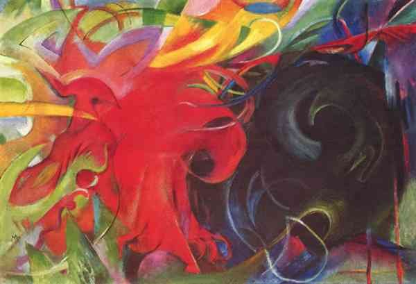 Fighting forms by Franz Marc Abstract Art A4 Photo Print