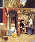 Figures Drinking In A Courtyard A4 Photo Print