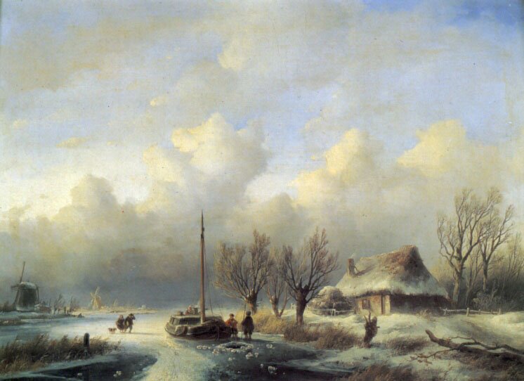 Figures in a Winter Landscape Art A4 Photo Print