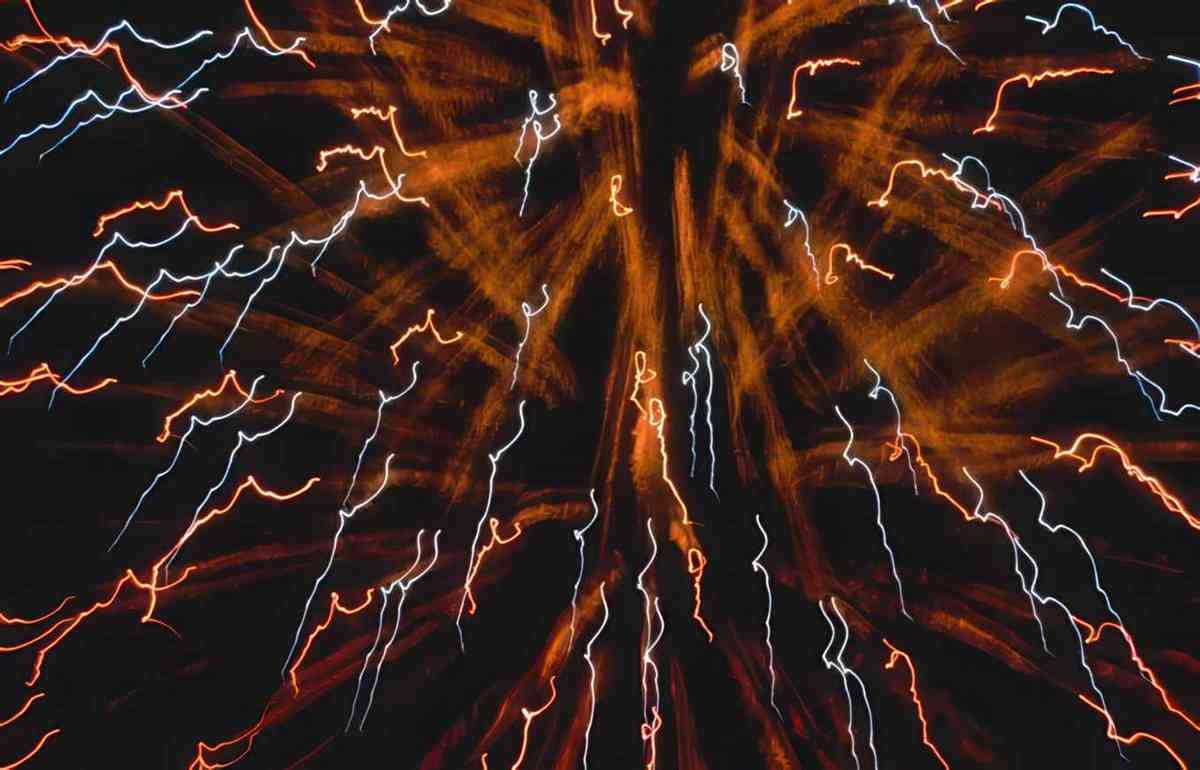 Fireworks multicolored beams A4 Photo Print