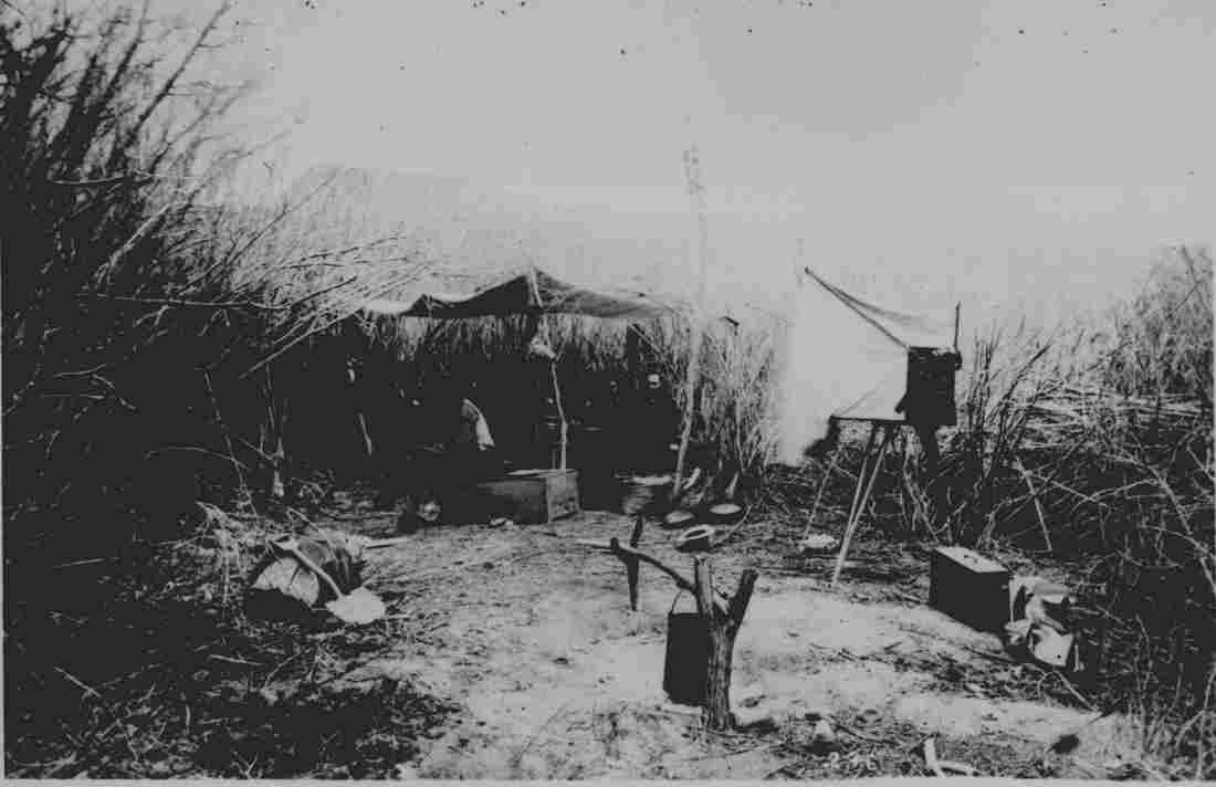 First camp of the John Wesley Powell expedition in the will Military A4 Photo Print