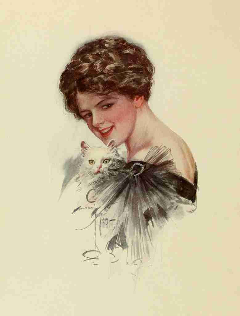 Fisher Harrison 1875 1934 Fair Americans 1911 White cat lady A4 Photo Print