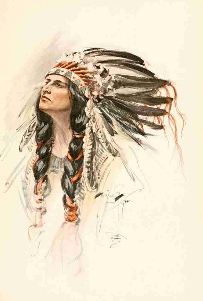 Fisher Harrison 1906 Red Indian with head dress 2 A4 Photo Print