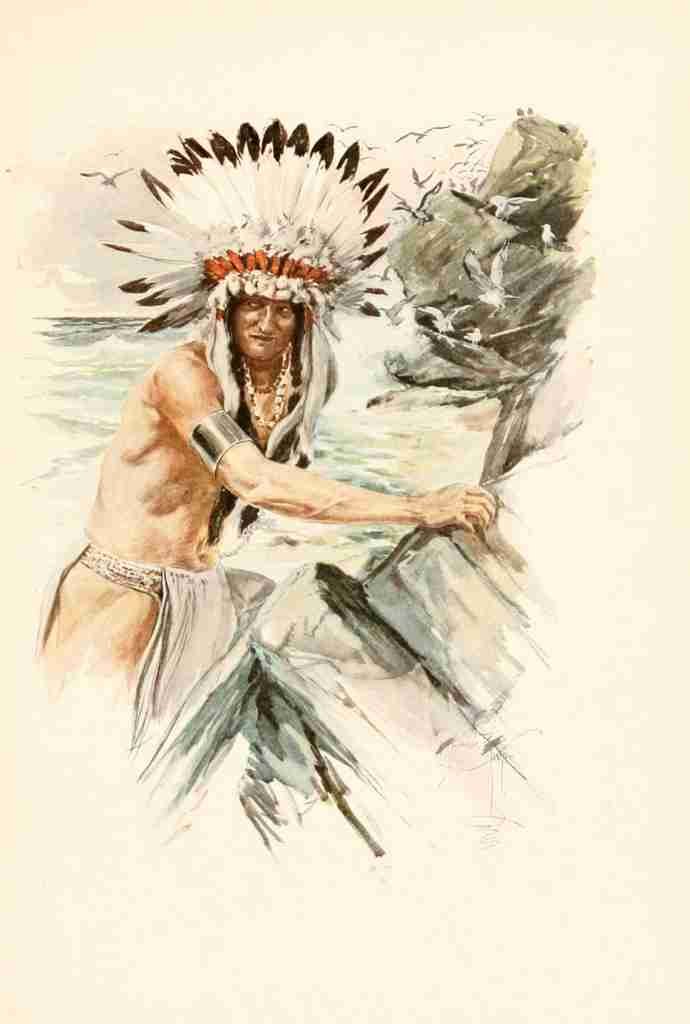 Fisher Harrison 1906 Red Indian with head dress A4 Photo Print