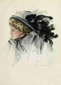 Fisher Harrison American Beauties 1909 Feather hat beauty A4 Photo Print