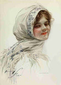 Fisher Harrison American Beauties 1909 Headscarf beauty A4 Photo Print