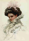 Fisher Harrison American Beauties 1909 Pink bow A4 Photo Print