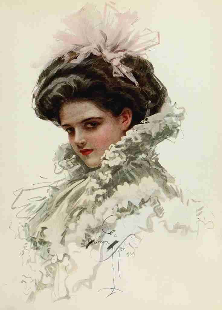 Fisher Harrison American Beauties 1909 Pink bow A4 Photo Print