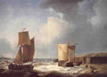 Fisherfolk And Ships By The Coast A4 Photo Print