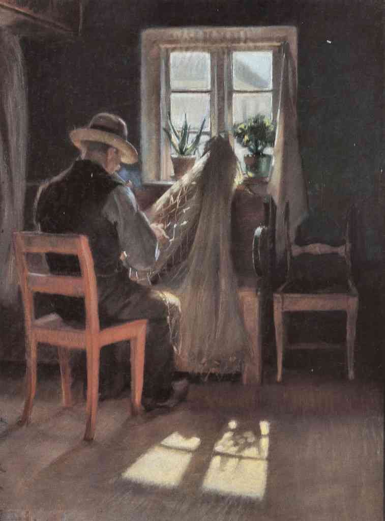 Fisherman Repairing His Nets Anna Ancher Impressionism European A4 Photo Print