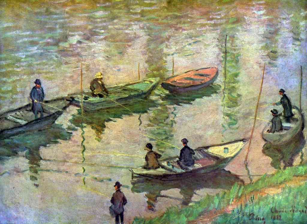 Fishermen On The Seine At Poissy Monet A4 Photo Print