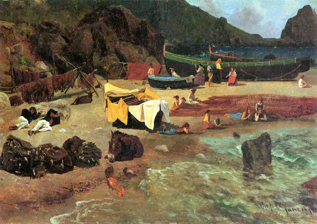 Fishing Boats On Capri Bierstadt A4 Photo Print