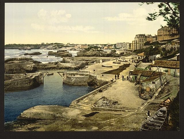 Fishing harbor Biarritz Pyrenees Vintage A4 Photo Print