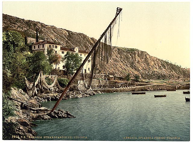 Fishing village Volosca Abbazia Vintage A4 Photo Print