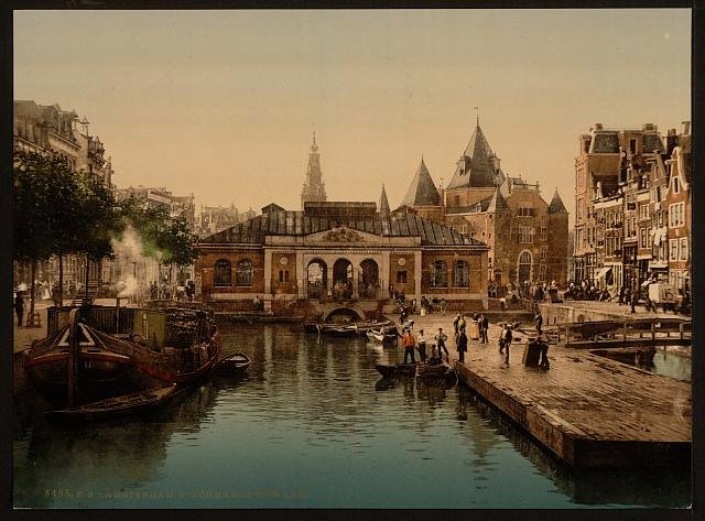 Fishmarket and bourse Amsterdam Vintage A4 Photo Print