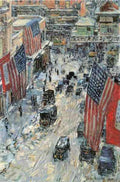 Flags on Fifth Avenue, Winter 1918 by Hassam Impressionism American A4 Photo Print