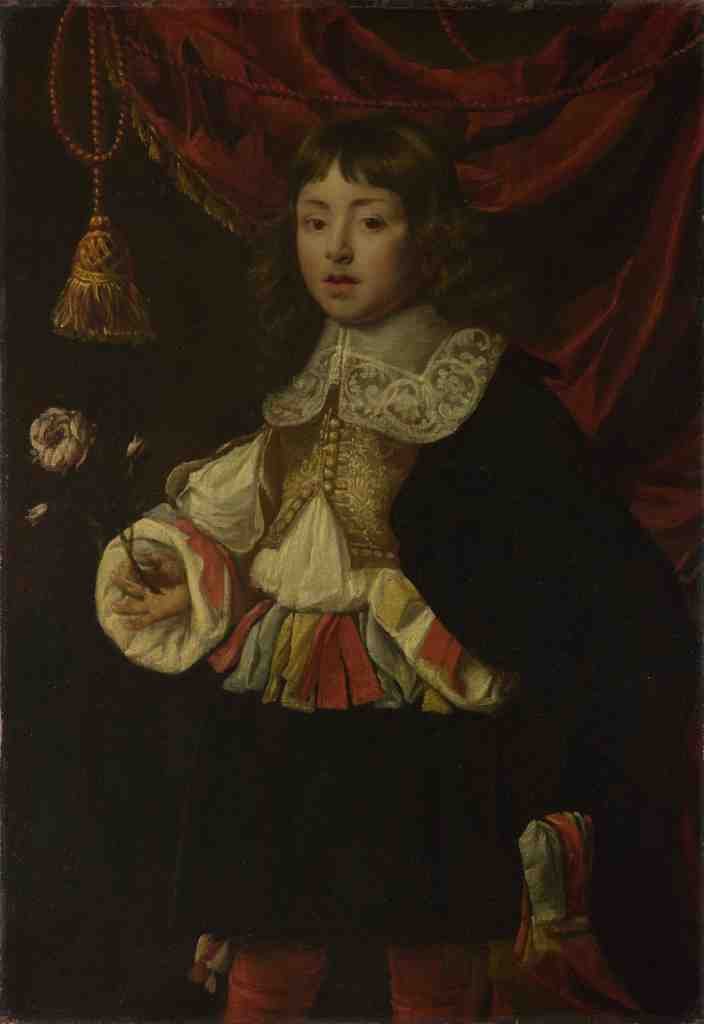 Flemish Portrait of a Boy holding a Rose A4 Photo Print