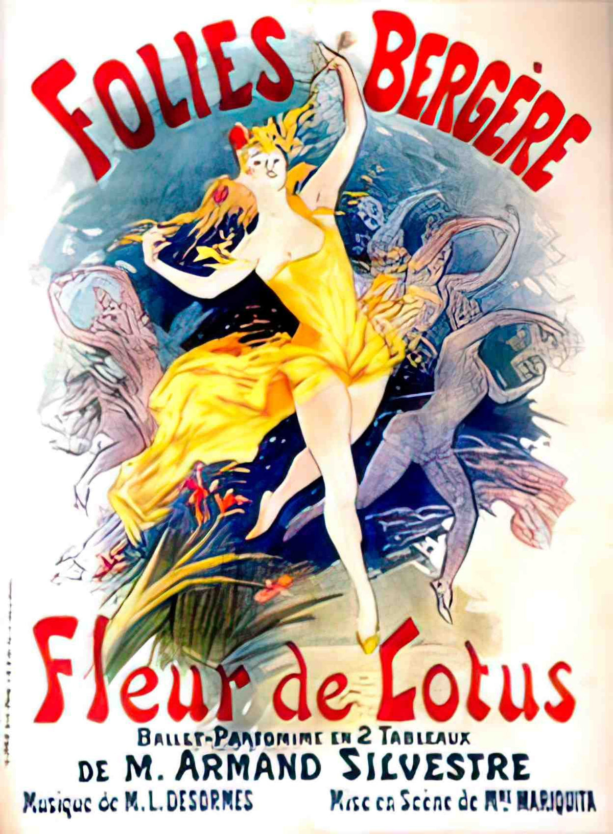 Fleur de Lotus by Cheret Advert A4 Photo Print